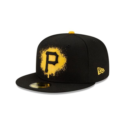 Black Pittsburgh Pirates Hat - New Era MLB Drip Front 59FIFTY Fitted Caps USA8124035